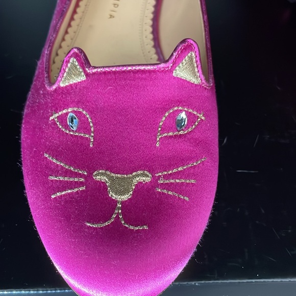 Charlotte Olympia fuschia satin flats - Picture 4 of 5